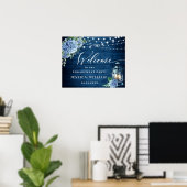 Blaue Hortensien-Laterne Holz Boho VERLOBUNGSPARTY Poster (Heimbüro)