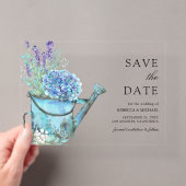 Blaue Hortensien Lavendel Hochzeit Save the Date Acryleinladungen (Insitu (Handheld))