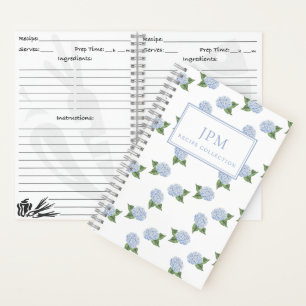 Blaue Hortensien-Muster kleines Kochbuch-personali Notizblock