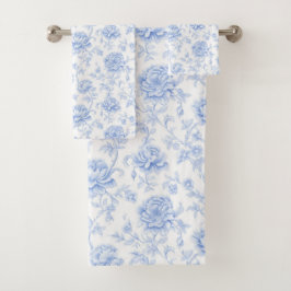 Blaue Hortensien-Muster Wasserfarbe-Floral-Botanik Badhandtuch Set