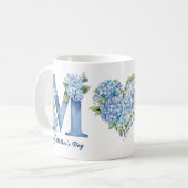 Blaue Hortensien Muttertags-Kaffeetasse Kaffeetasse (Vorderseite Links)