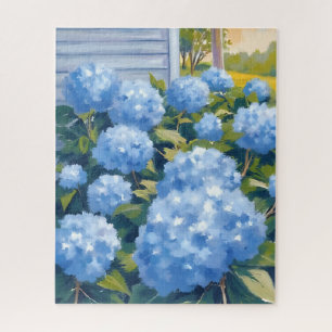 Blaue Hortensien New England Aquarell Puzzle