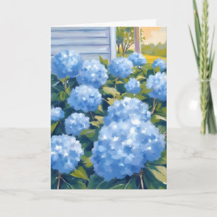 Blaue Hortensien New England Aquarellkarte Karte
