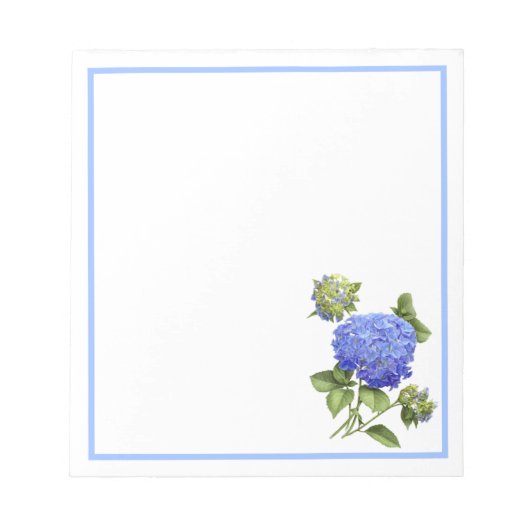 Blaue Hortensien Notizblock (Vorderseite)