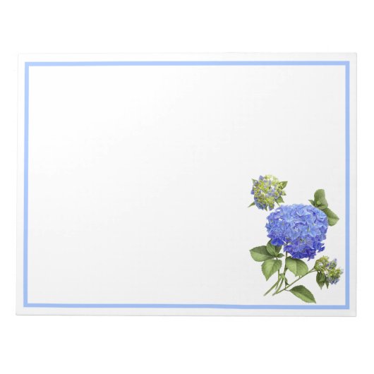 Blaue Hortensien Notizblock (Vorderseite)