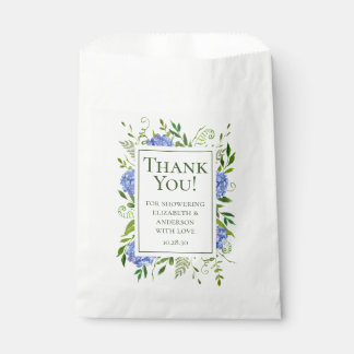Blaue Hortensien Paarschwangerschaftsfeier Dankesc Geschenktütchen