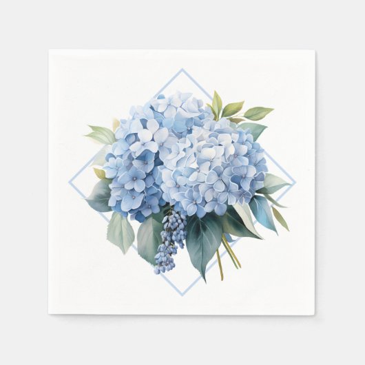 Blaue Hortensien-Papier-Servietten Serviette (Vorderseite)