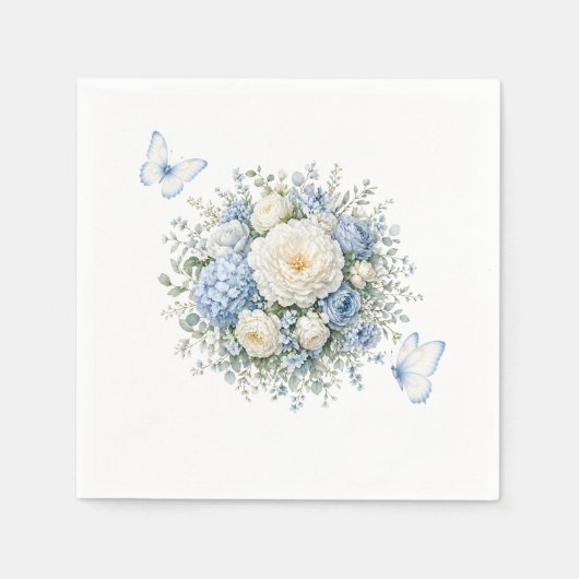 Blaue Hortensien-Papier-Servietten Serviette (Vorderseite)