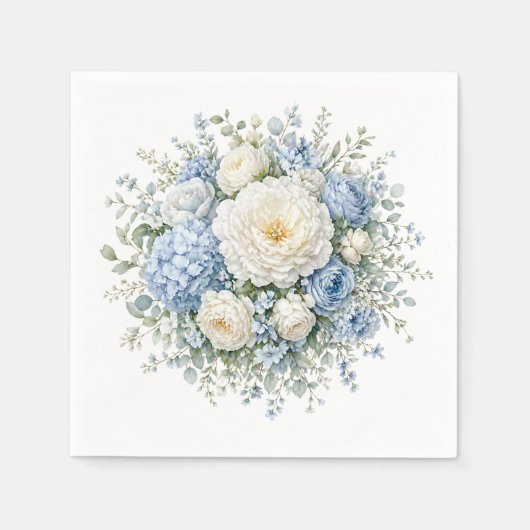 Blaue Hortensien-Papier-Servietten Serviette (Vorderseite)