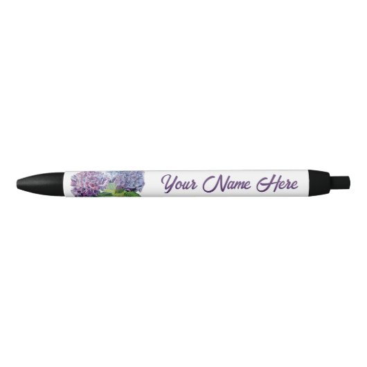 Blaue Hortensien personalisierter Stift (Vorderseite)