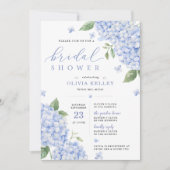 Blaue Hortensien-QR-Code-Aquarell-Blumen Einladung (Vorderseite)