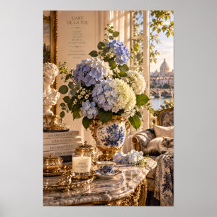 Blaue Hortensien Rom Wandkunst im Vintage-Stil Poster