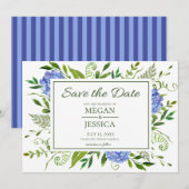 Blaue Hortensien Save The Date (Vorne/Hinten)