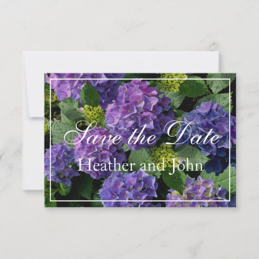 Blaue Hortensien Save The Date (Vorderseite)