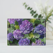 Blaue Hortensien Save The Date (Stehend Vorderseite)