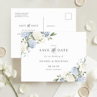 Blaue Hortensien-Save-the-Date-Einladungskarte Pos