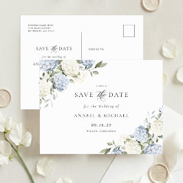 Blaue Hortensien-Save-the-Date-Einladungskarte Pos Ankündigungspostkarte