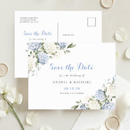 Blaue Hortensien-Save-the-Date-Einladungskarte Pos Ankündigungspostkarte