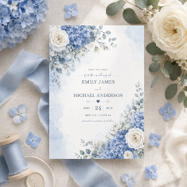 Blaue Hortensien Save-the-Date-Karte Einladung