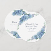 Blaue Hortensien Save The Dates Date (Vorne/Hinten)