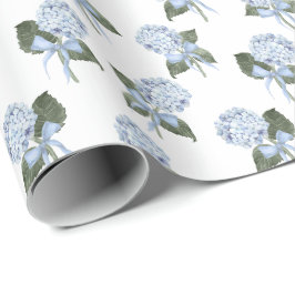 Blaue Hortensien-Schleife  Geschenkpapier