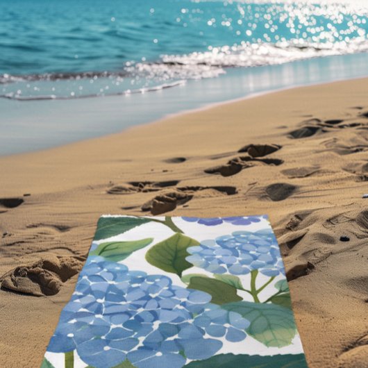 Blaue Hortensien | Schöner Blumenbusch Strandtuch