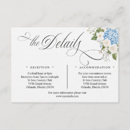 Blaue Hortensien-Schrift Details Umschlagkarte Begleitkarte