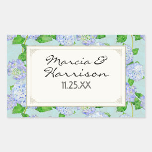 Blaue Hortensien-Spitzen-Blumen Hochzeit Formal El Rechteckiger Aufkleber