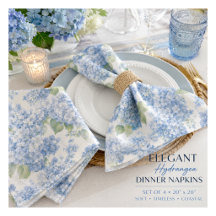 Blaue Hortensien-Stoffservietten für elegante Tisc