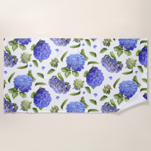 Blaue Hortensien Strandtuch (Vorderseite)