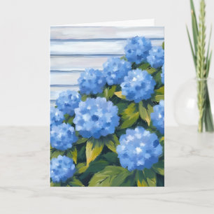 Blaue Hortensien Sträucher Florale Malerei Karte