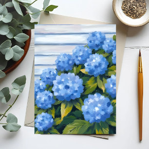 Blaue Hortensien Sträucher Florale Malerei Postkarte