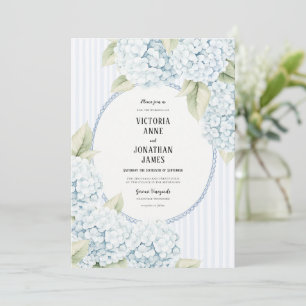 Blaue Hortensien-Streifen Hochzeitseinladung im Vi Einladung