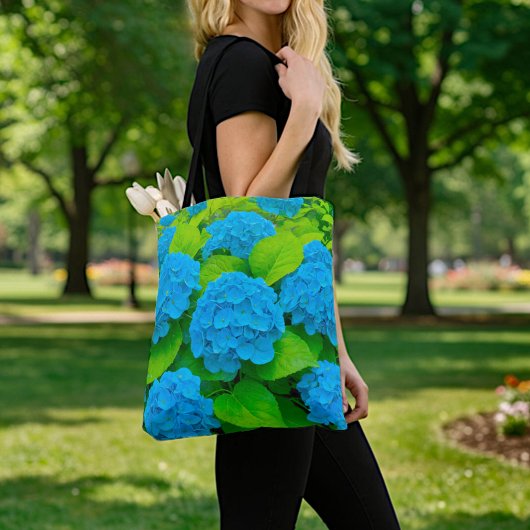 Blaue Hortensien-Tragetasche Tasche