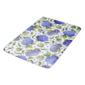Blaue Hortensien Überall Blumenmuster Badematte (Schrägansicht)