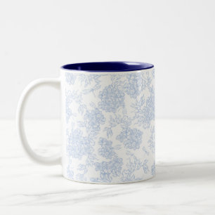 Blaue Hortensien- und Libellenmuster Zweifarbige Tasse