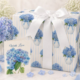 Blaue Hortensien-Vase Küsten-Geschenkpapier Geschenkpapier
