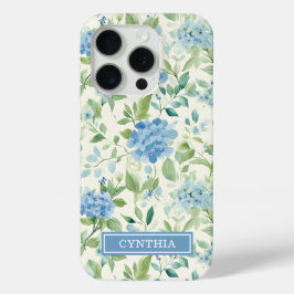 Blaue Hortensien-Wasserfarbe Monogramm Case-Mate iPhone Hülle