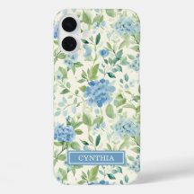 Blaue Hortensien-Wasserfarbe-Monogramm