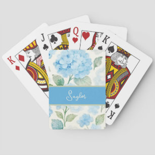Blaue Hortensien-Wasserfarbe Name Spielkarten