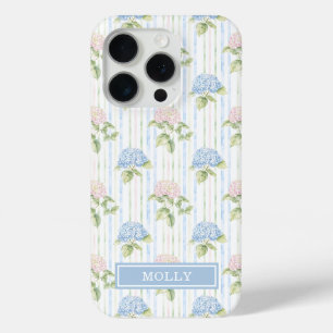 Blaue Hortensien-Wasserfarben-Gestreifte Personali Case-Mate iPhone Hülle