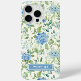 Blaue Hortensien-Wasserfarben-Monogramm Case-Mate iPhone Hülle