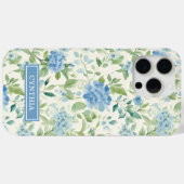Blaue Hortensien-Wasserfarben-Monogramm Case-Mate iPhone Hülle (Rückseite (Horizontal))