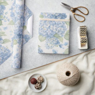 Blaue Hortensienblumen Elegante Geschenkverpacku Geschenkpapier
