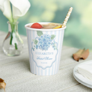 Blaue Hortensienblüte im Vintage-Stil, elegante St Pappbecher