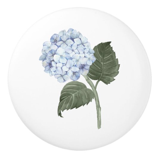 Blaue Hortensienblüte  Keramikknauf (Vorderseite)