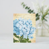 Blaue Hortensienblüte Vintage Botanik Postkarte (Stehend Vorderseite)