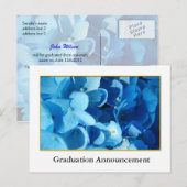 Blaue Hortensienblüten Abschlussankündigung Ankündigungspostkarte (Vorne/Hinten)