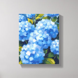Blaue Hortensienblüten Aquarell Blumen Leinwanddruck