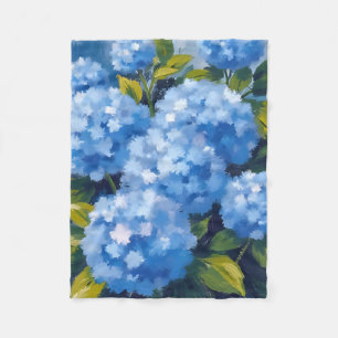 Blaue Hortensienblüten Aquarell Floral Fleecedecke